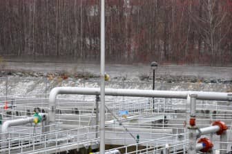 A view of water breaching the levee during the 2010 flood.