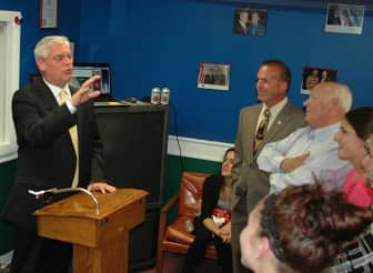Mayor Scott Avedisian thanks volunteers and supporters shortly after runners delivered the numbers from all precincts Tuesday night at his campaign headquarters. Avedisian won 65 percent of the vote.
