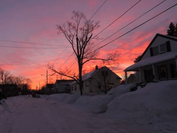 A view of Monday's sunset on Adams Street.