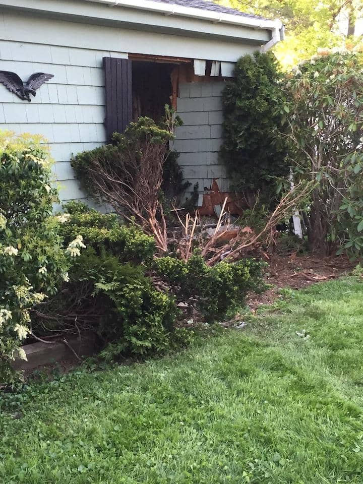 An elderly woman crashed into a house at 89 Diamond Hill Road Thursday night.