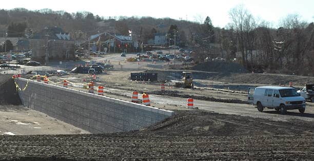[CREDIT: Rob Borkowski] A view of construction on the bypass road being built between the Tollgate/Centerville Road intersection and the Greenwich Avenue/Veterans Memorial intersection on Jan. 13.