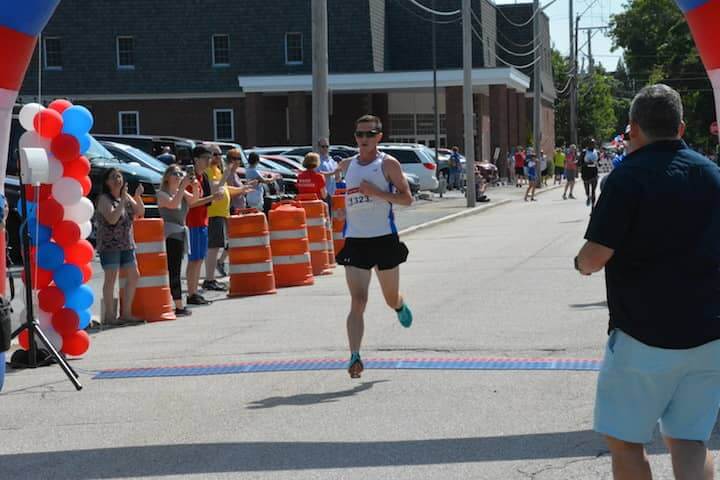 [CREDIT:Rob Borkowski] Brian Doyle of Davidson, NC wins the Gaspee Days 5K Saturday, June 10, 2018. 