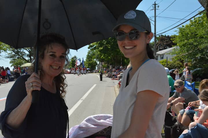 [CREDIT: Rob Borkowski] From left, Avery Thurston, Tessa Seeback, Kim Seeback, Julie Thurston and Ron McMullen wait for the Gaspee Day Parade Saturday, June 9, 2018.