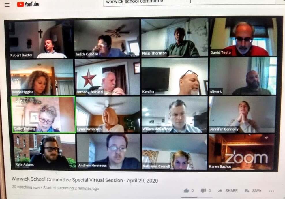 [CREDIT: Joe Siegel] The Warwick School Committee met online April 29 to discuss $8M million to be cut from Superintendent Thornton's budget proposed budget.