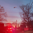 [CREDIT: Rob Borkowski] Rowan's Light Parade of more than 100 first responder vehicles to Rowan Shawn's Doris Avenue home Monday night, sent a helicopter, too.