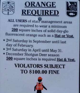 [CREDIT: Mary Carlos] RI law requires wearing orange during shotgun deer hunting season and other hunting seasons. People must wear orange April 17 - May 31.