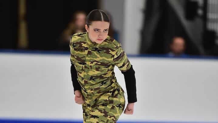 [CREDIT: Natalia McCartney] Warwick skater Emma McCartney during the Team USA's competition in the Nation's Cup theatre on ice world competition hosted in Norwood, MA at Skating Club of Boston.