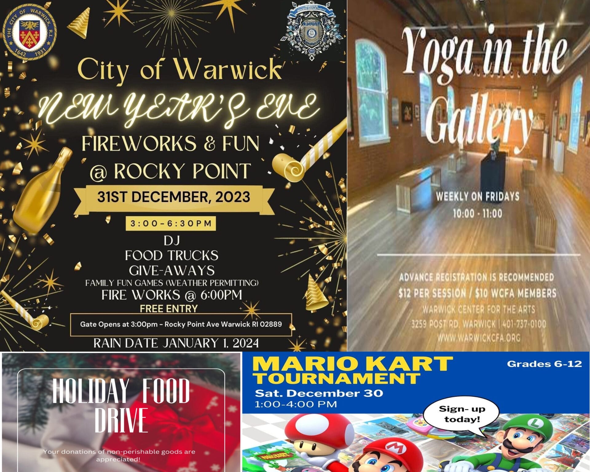 [CREDIT: Warwick Post Composite] Warwick Weekend events go out with a bang in 2024 with fireworks at Rocky Point Park.