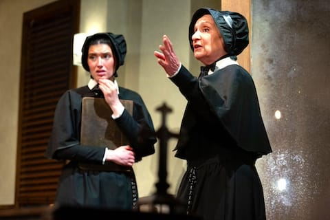 [CREDIT: Gamm Theatre] Mary Mullane and Phyllis Kay, as Sister James and Sister Aloysius in Gamm's production of "Doubt."