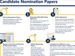 [CREDIT: RI Secretary of State] Nomination papers due July 12. The RI Secretary of State offers info and best practices for obtaining the forms and collecting signatures before the Friday deadline.