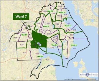 [CREDIT: City of Warwick] Warwick City Council Ward 7, currently represented by Council President Steve McAllister. McAllister is not running for re-election, and three Democrats are vying to be their party's nominee in the Nov. 5, 2024 election. 