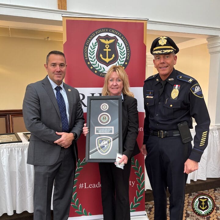 [CREDIT: RIPCA] RIPCA's Female Officer of the Year Award was presented to Captain Julie Veader of the Bristol Police Department at Cranston Country Club Dec. 17.