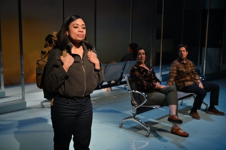 [CREDIT: Mark Turek] From left, Ashley Aldarondo, Rachael Warren and Stephen Thorne in Trinity's "Someone Will Remember Us."