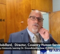 [CREDIT: Rob Borkowski] Coventry Human Services Director Bob Robillard speaks about the Coventry Community Learning Center at the Town Hall Annex Tuesday morning.