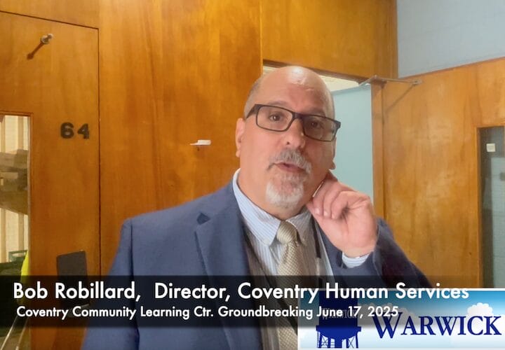 [CREDIT: Rob Borkowski] Coventry Human Services Director Bob Robillard speaks about the Coventry Community Learning Center at the Town Hall Annex Tuesday morning.