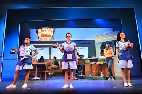 [CREDIT: Mark Turek] Anny Jules, Dakota Mackey-McGee, and Emelie Latzer in Theater By The Sea's production of 'Waitress."