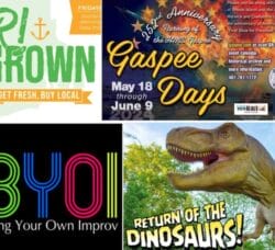[Credit: WP Composite] This week’s Warwick Weekend Events include several Gaspee days events, a farmers market, Bring Your Own Improv, and dinos.