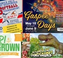 [Credit: WP Composite] This week’s Warwick Weekend Events include Gaspee Days symphony and fireworks, a softball tournament, farmers markets, and dinos.