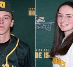 [WP Composite/CCRI] CCRI student-athletes who earned national academic honors from NJCAA, including two Warwick residents. From left, Robert Court and Kathryn Motta.
