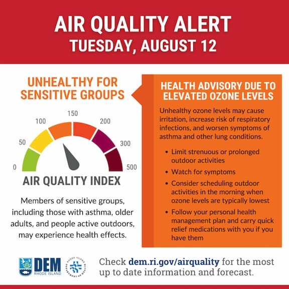 Air Quality Alert Issued For RI Tuesday, Aug. 12