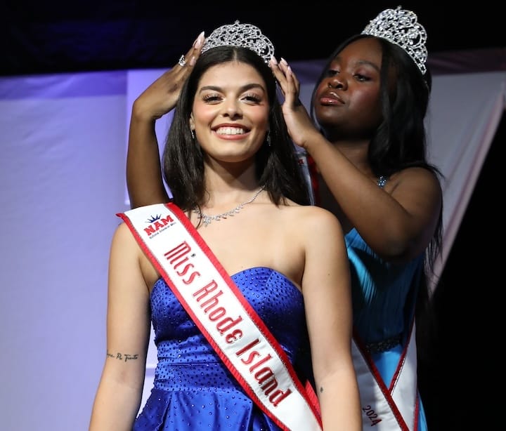 [CREDIT: NAM Miss RI] Victoria Oliveira was crowned the first-ever National American Miss Rhode Island State Queen at the state pageant in Springfield, MA July 6, 2025.