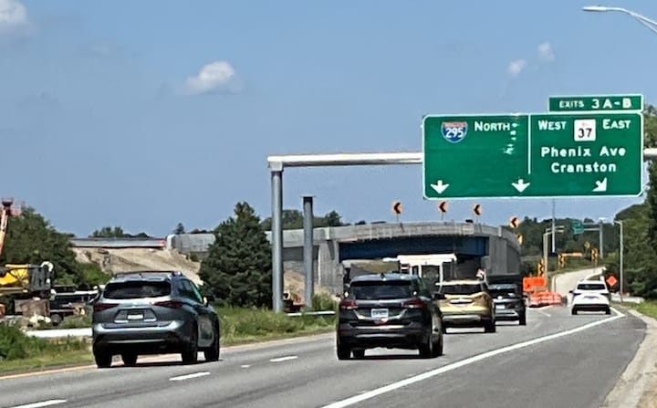[CREDIT: RIDOT] The Rhode Island Department of Transportation opened a new Rte. 37 ramp from the east to Rte. 295N on Monday, part of Phase 2 of a highway upgrade project.