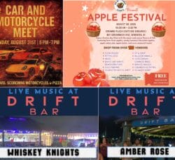 [Credit: WP Composite] This week’s Warwick Weekend Events include an apple festival, a car and motorcycle show, and two live music opportunities at Drift Bar.