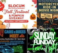 [Credit: WP Composite] This week’s Warwick Weekend Events a fall festival, a motorcycle ride-in movie night, a car and bike meet, and the usual Sunday night trivia.
