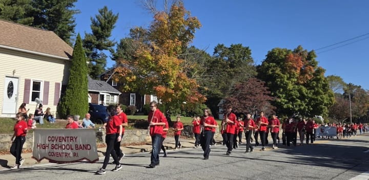 [CREDIT: Mary Carlos] Students of the Coventry High School Band march during the CHS Homecoming parade Oct. 4, 2025