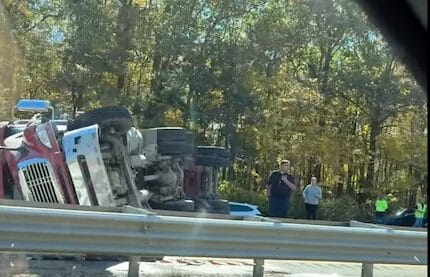 Semi Rollover Blocks Rte. 95N At Rte.2