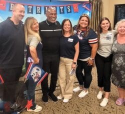 [CREDIT: Halcyon] Former NE Patriot Tony Collins visited three NE spots Sept. 5 to talk about his time in the NFL, including a visit at Halcyon Assisted Living on West Shore Road in Warwick, RI.