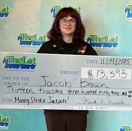 Jacob Brown of Wakefield celebrated a $13,393 “Money Strike Jackpot” eInstant win on Friday.