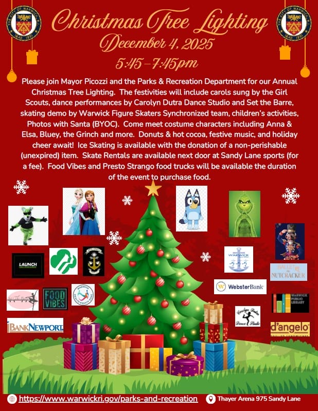 The Warwick Christmas Tree Lighting is set for Thursday, Dec. 4, 2025.