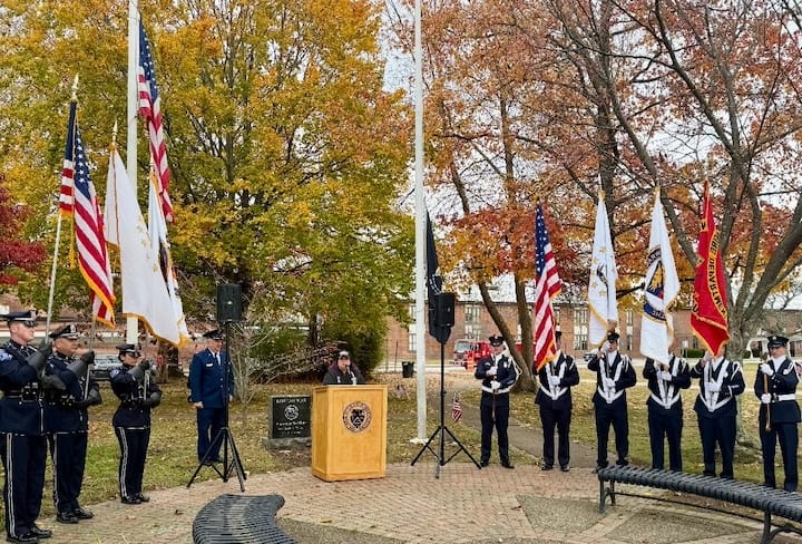 [CREDIT: Kim Wineman] Warwick Police and Warwick Firefighters joined veterans and officials to honor veterans Tuesday, Nov. 11, 2025 during a Veterans Day observance.