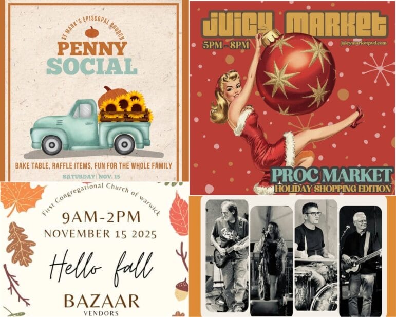 [Credit: WP Composite] This week’s Warwick Weekend Events include the Penny Socla, a holiday market at Proclamation Ale, a fall bazaar, and live music.