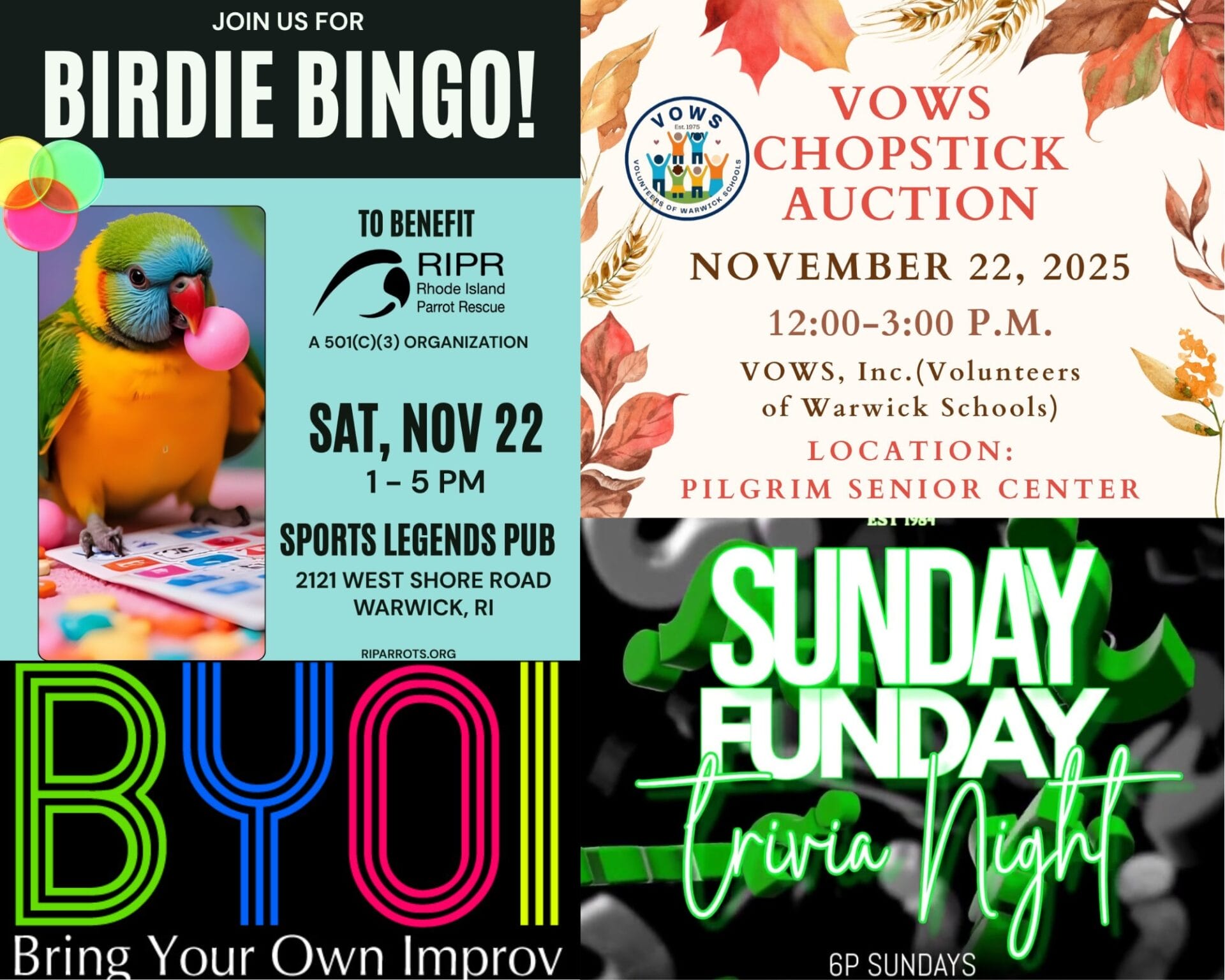 Warwick Weekend Events Nov. 21: Bingo, Chopsticks