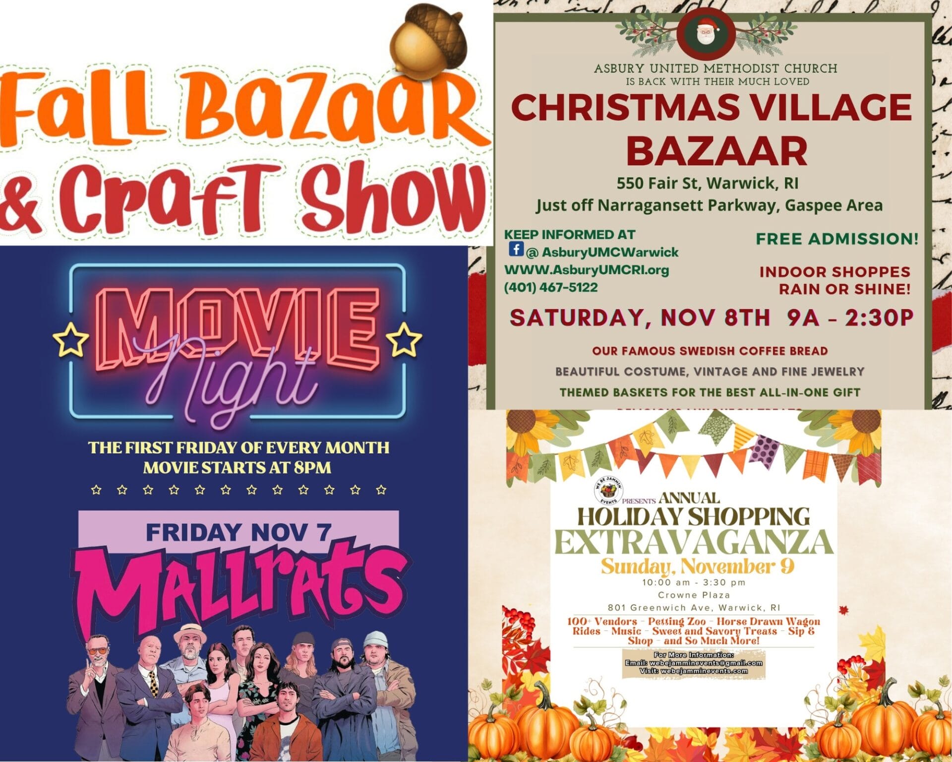 Warwick Weekend Events Nov. 7: Bazaar, Movie